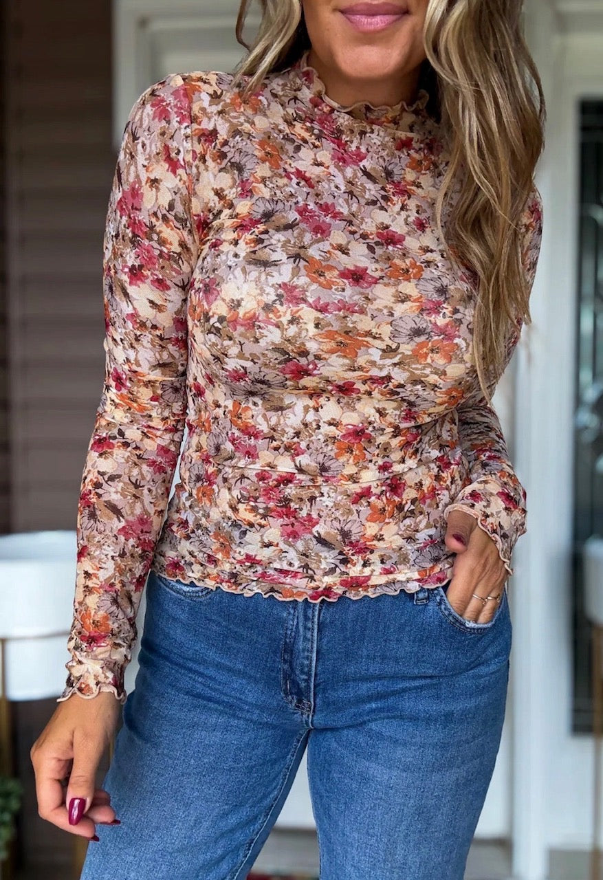 Floral Mesh Top