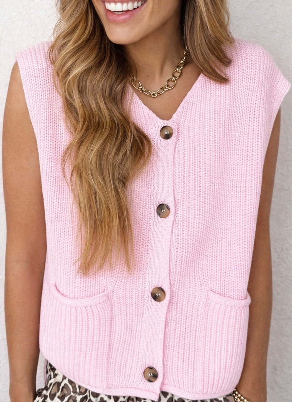 Pink Knit Sweater Vest