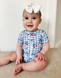 Red White & Blue Cherry Gingham Bamboo Shorty Pajamas